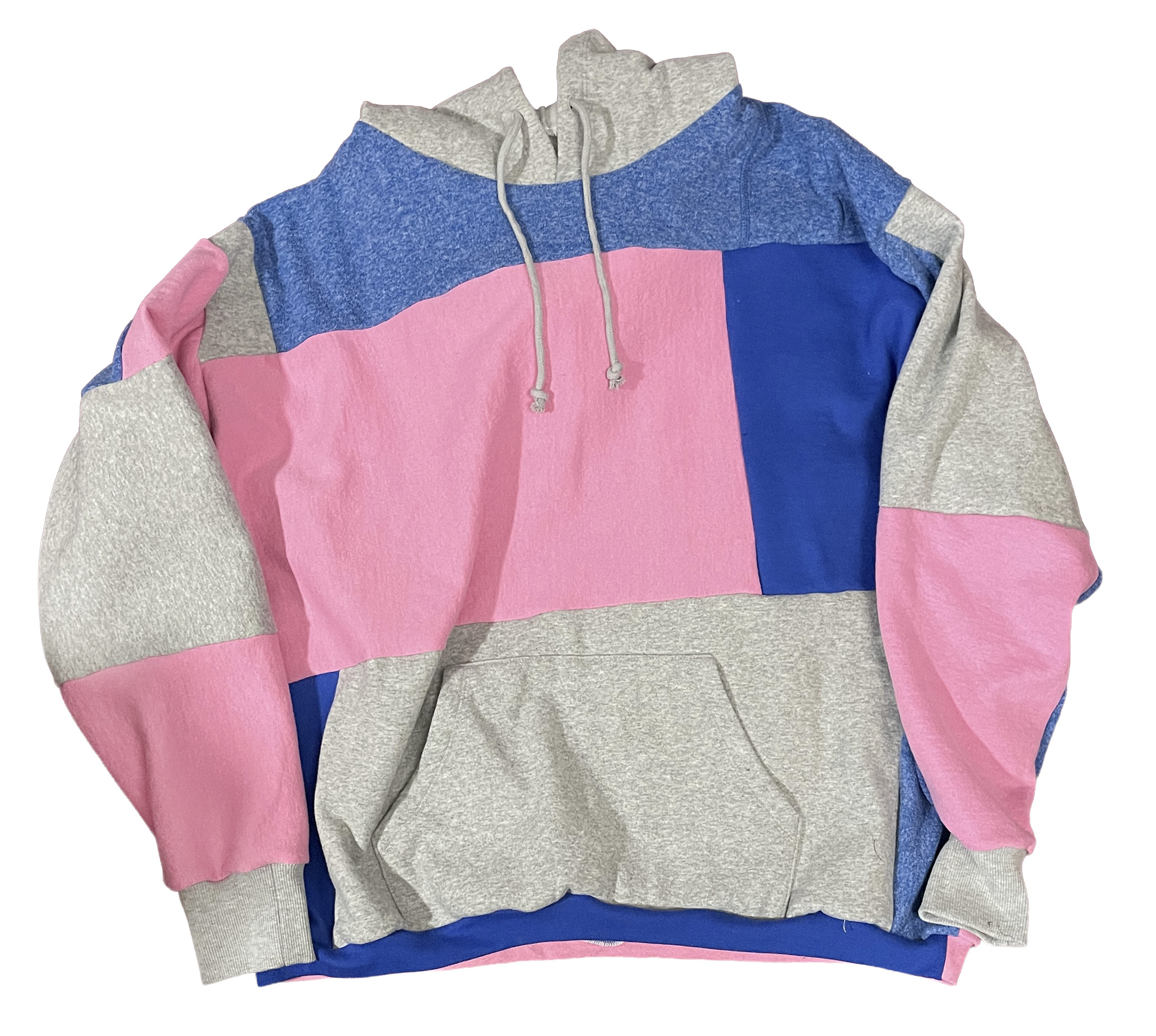 Pink, Blue and Gray Colorblock Upcycled Hoodie