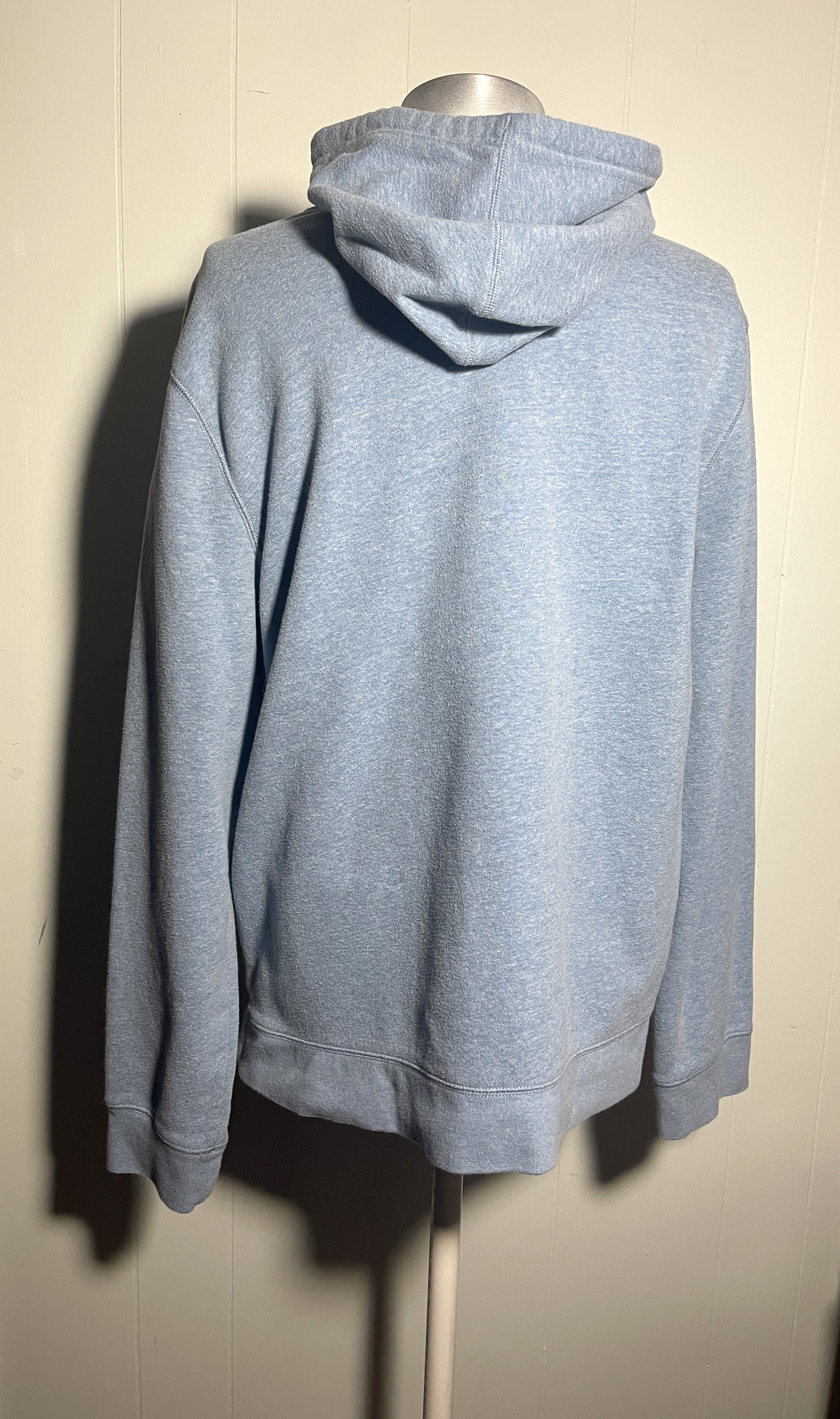 Blue and Yellow Reverse Applique Wonky Flower Upcycled Hoodie