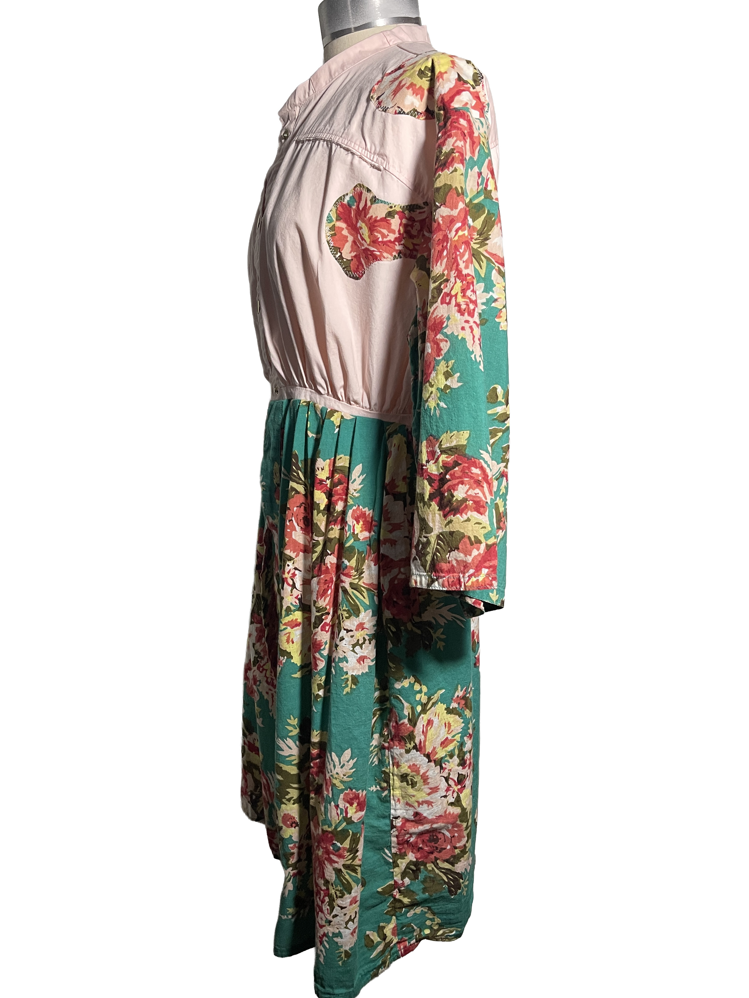 Pink and Green Floral Cotton Duster