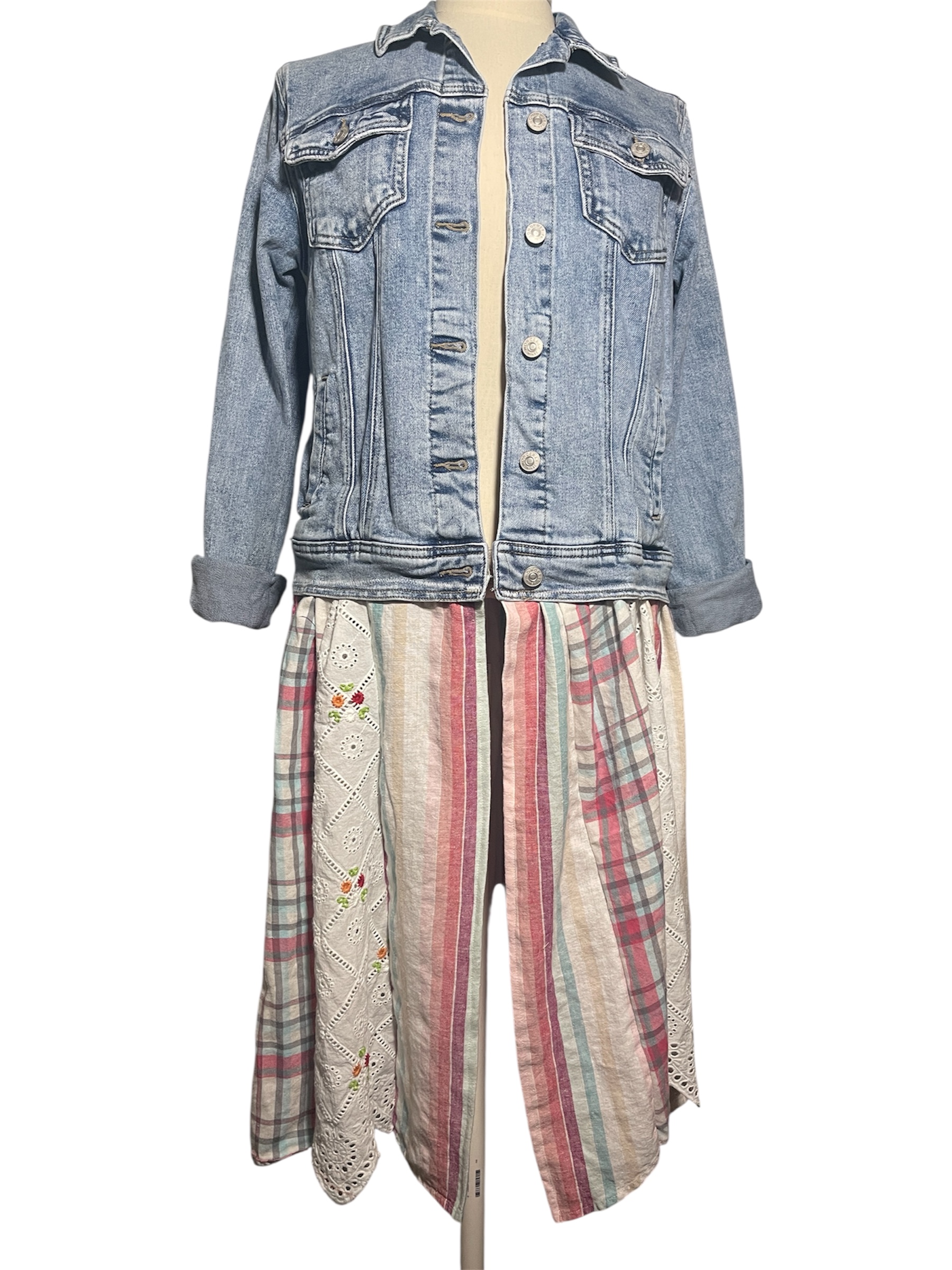 Pink and Lace Denim Jacket Duster