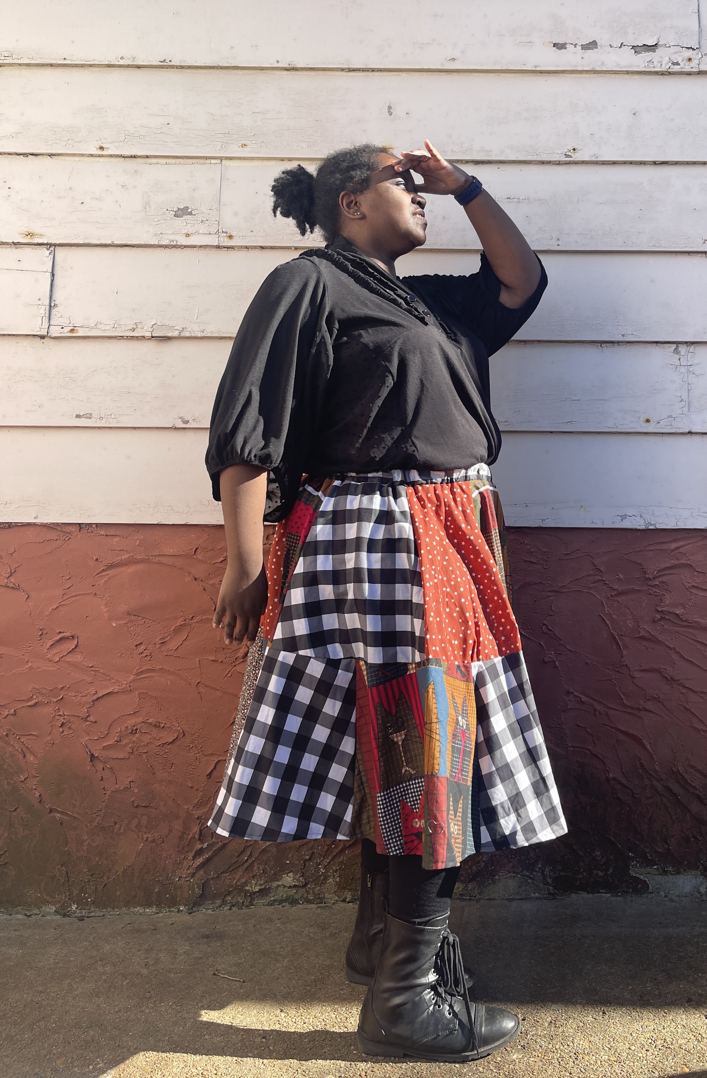 Vintage Cat Patchwork Skirt