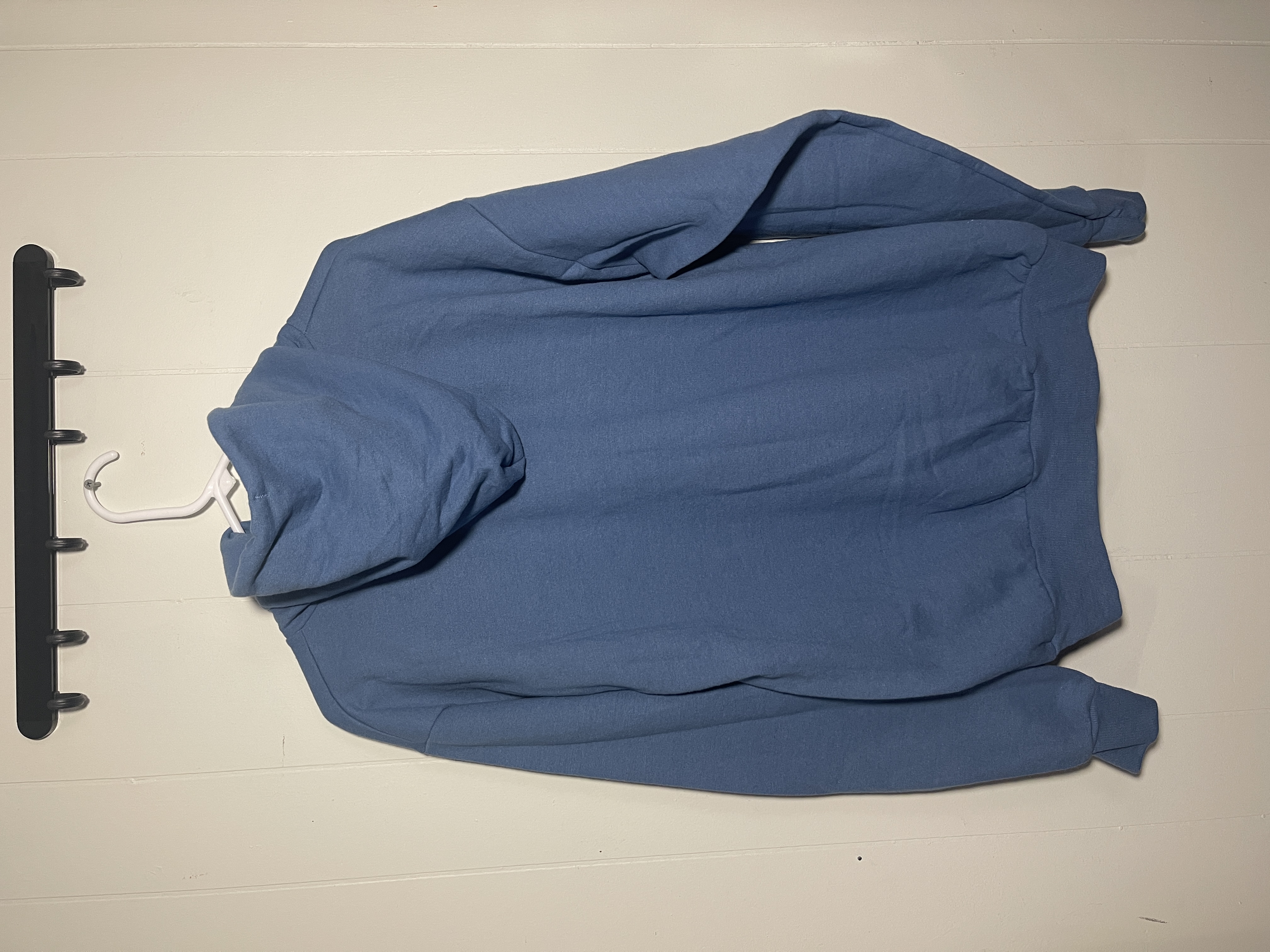 Blue, Red and Yellow Reverse Applique Wonky Flower Upcycled Hoodie