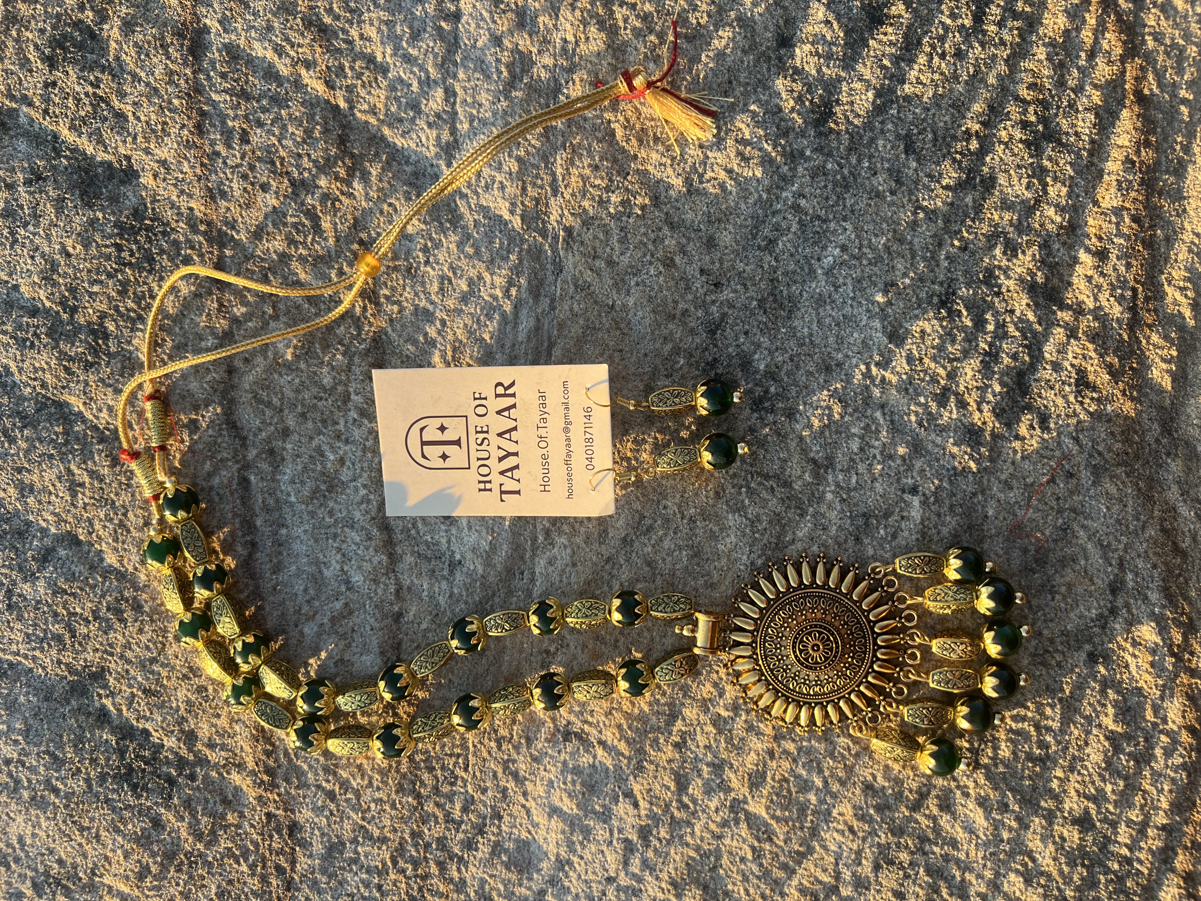 Green & Gold Heritage Necklace Set