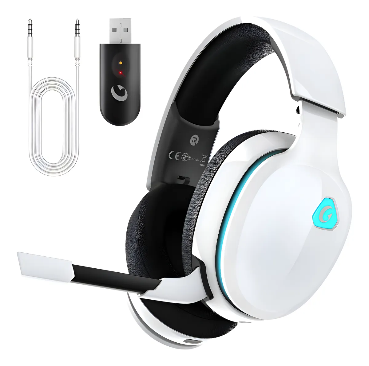 Headset Gamer Branco com Microfone