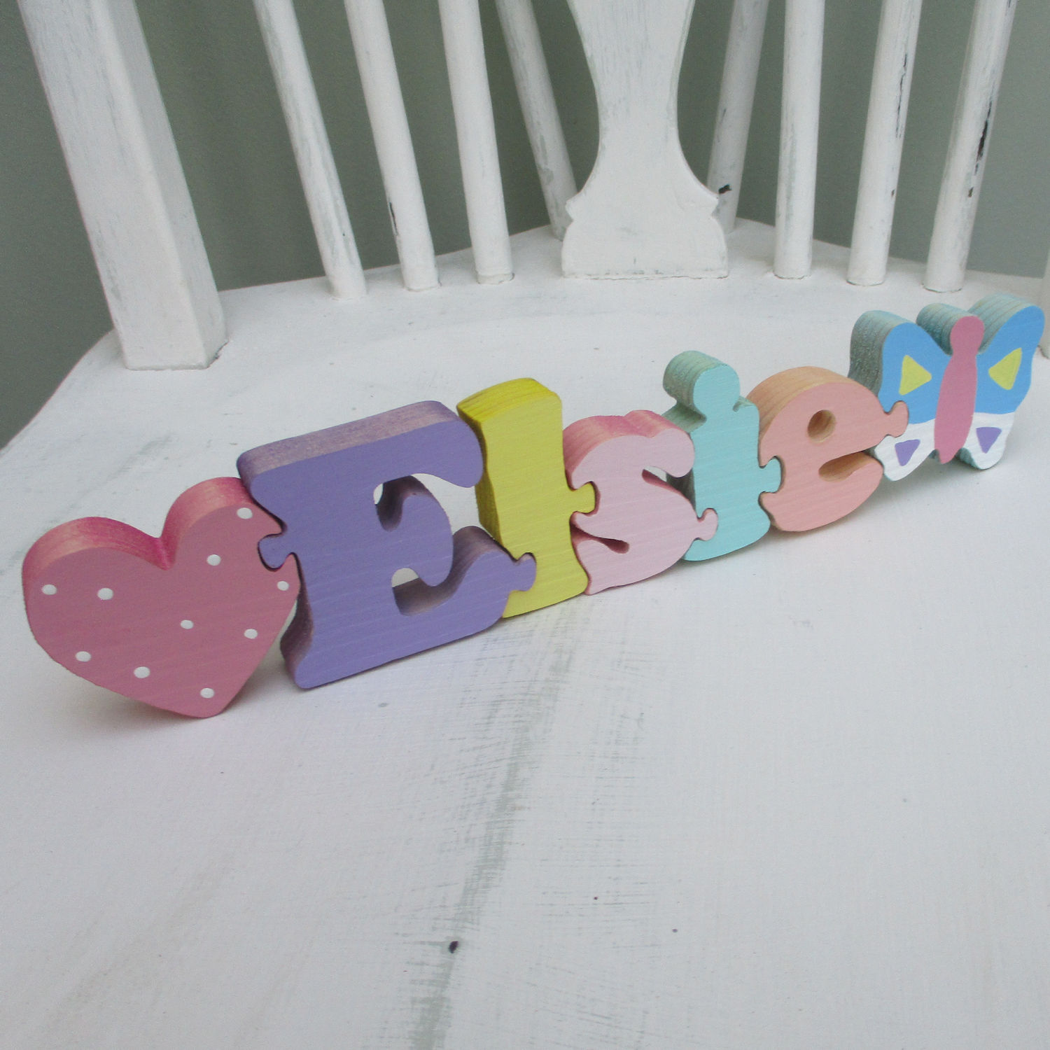 Name Jigsaw with Butterfly, Flower or Heart