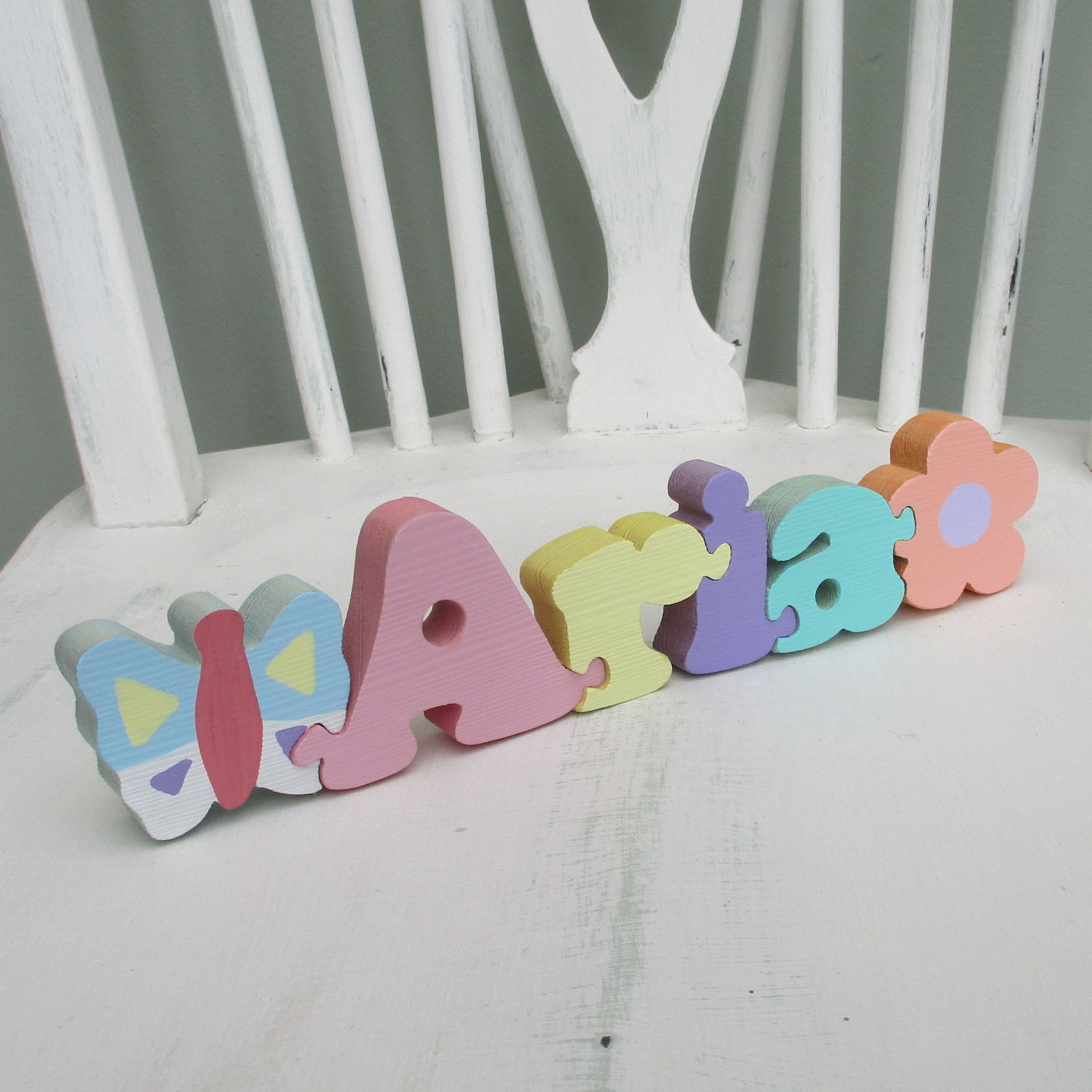 Name Jigsaw with Butterfly, Flower or Heart