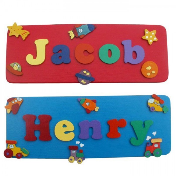 Decorated Rectangular Name Plaque (boy)