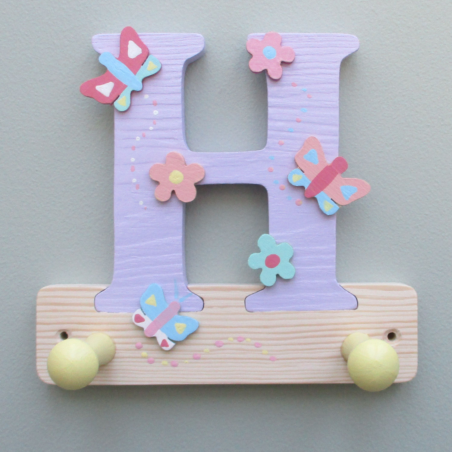 Initial Coat Hanger/Hook (pastel)