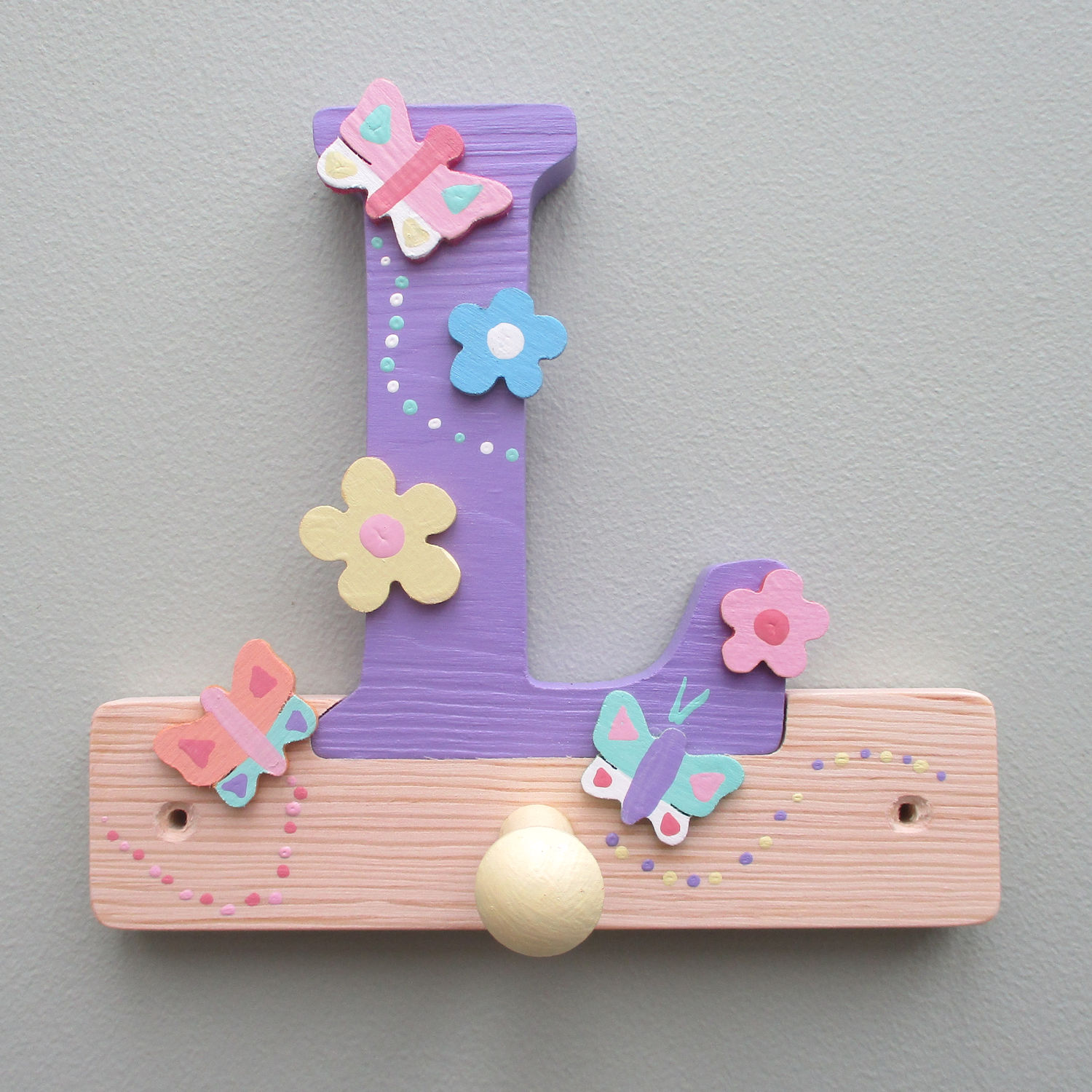 Initial Coat Hanger/Hook (pastel)