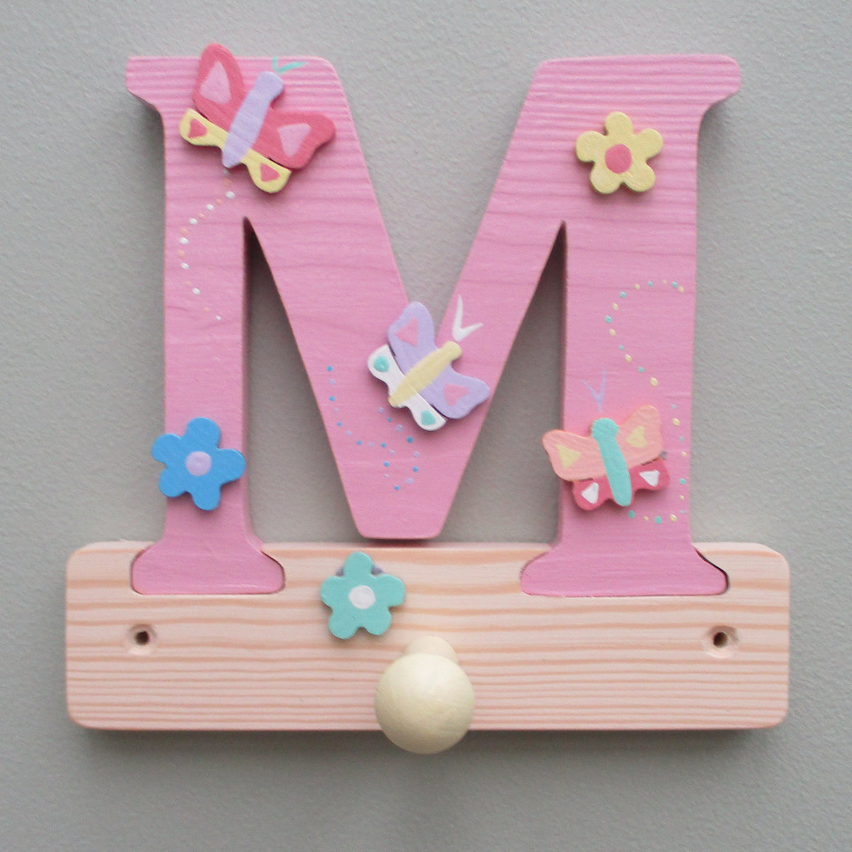 Initial Coat Hanger/Hook (pastel)