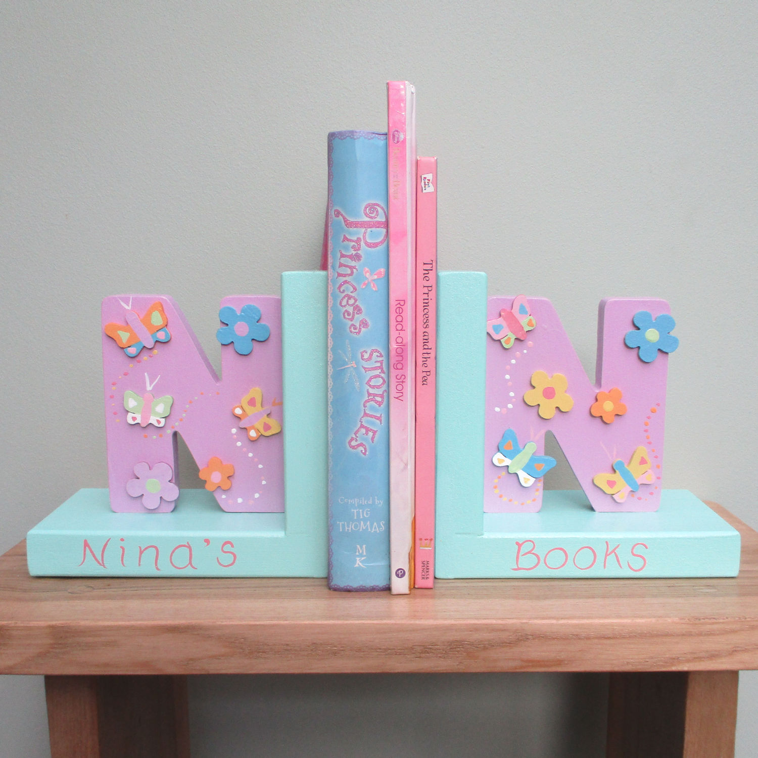Personalised Initial Bookends (pastel)