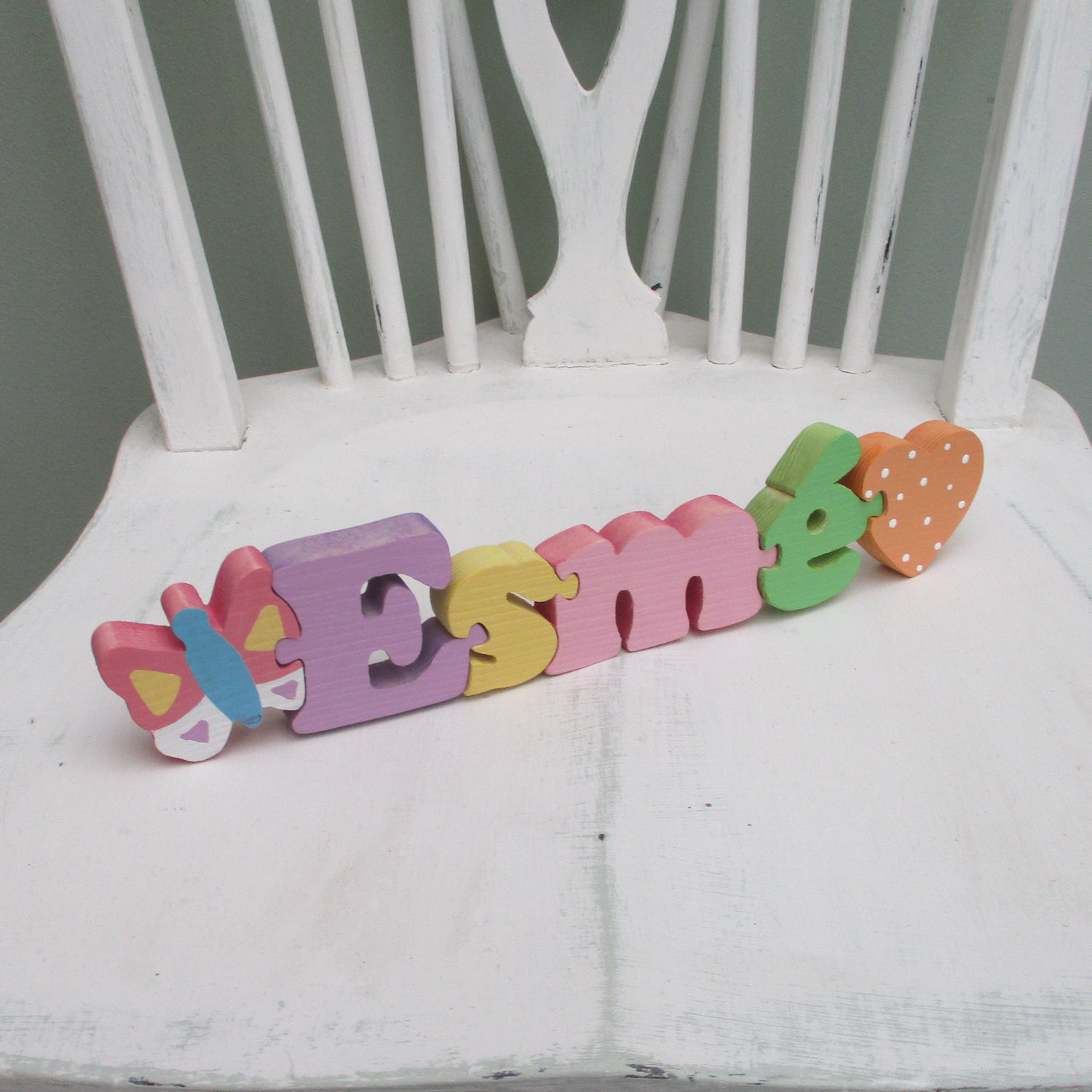 Name Jigsaw with Butterfly, Flower or Heart