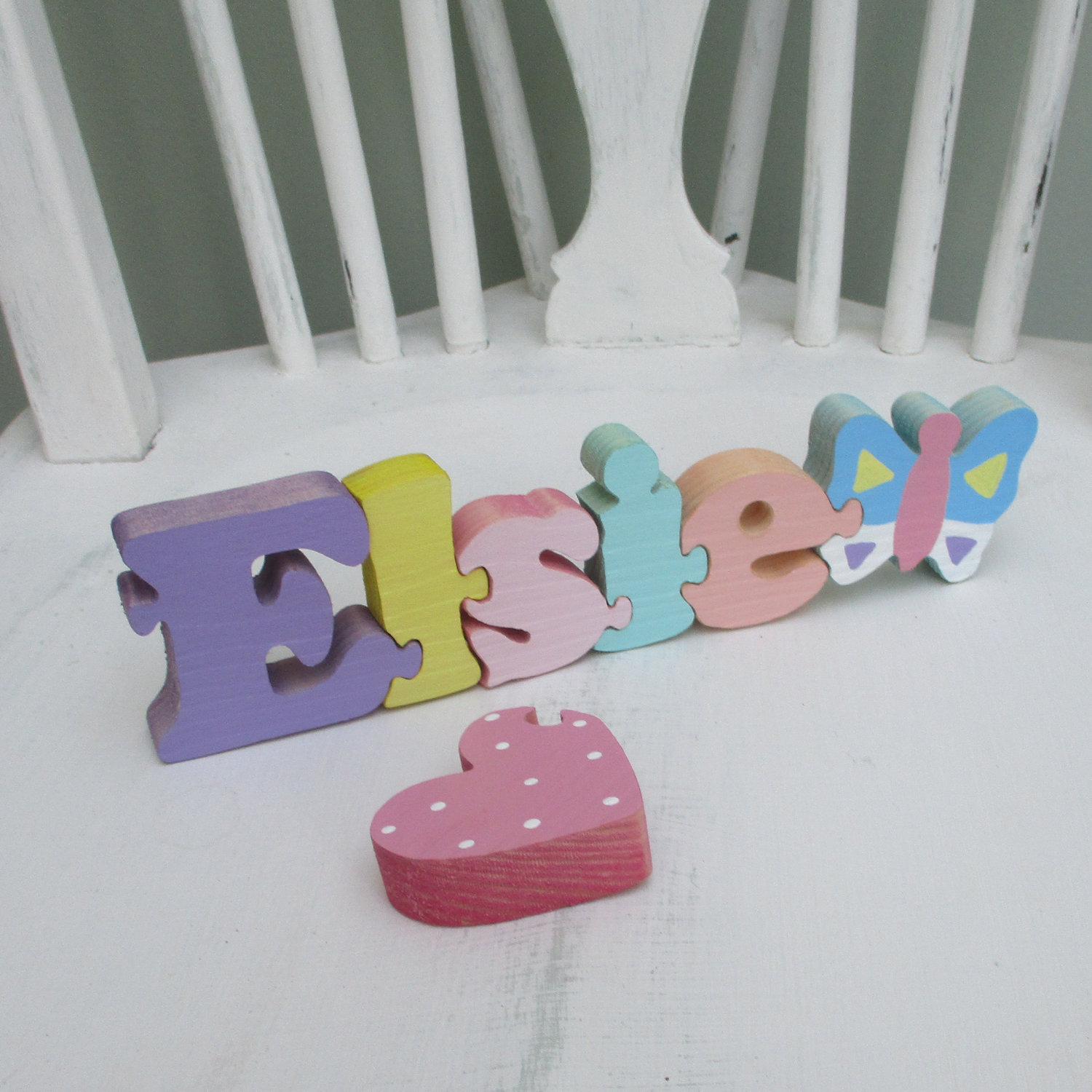 Name Jigsaw with Butterfly, Flower or Heart