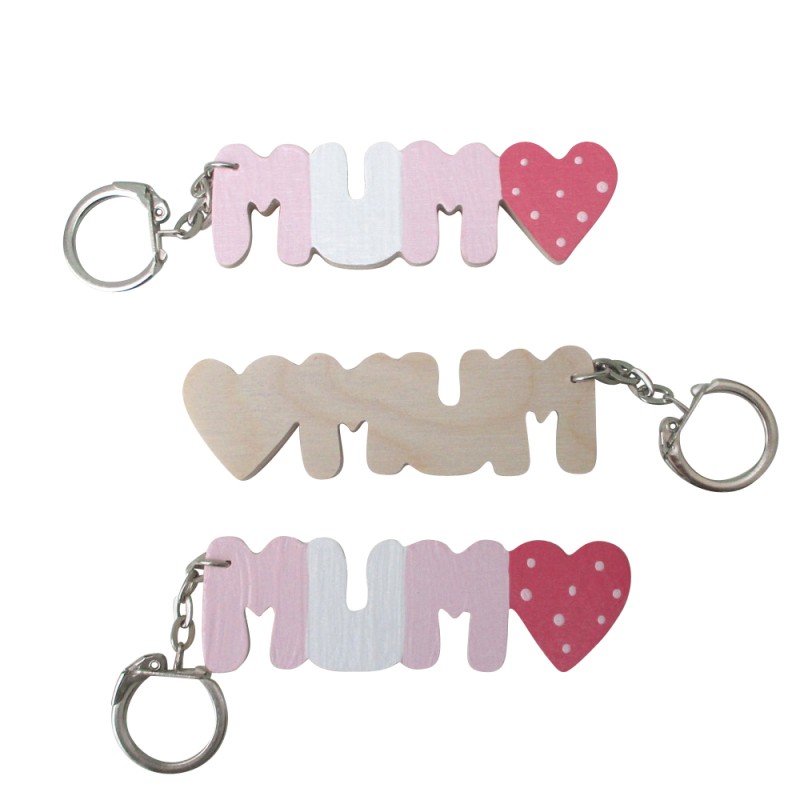 Wooden Mum or Mam Keyrings