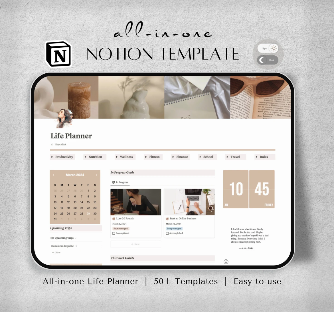 All in one notion template