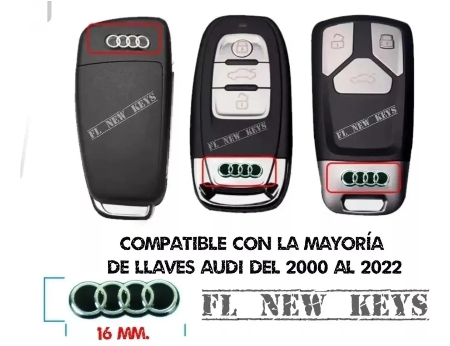 Emblema Para Llave Control De Alarma Audi A1 A3 A4 A5 Q3 Q5