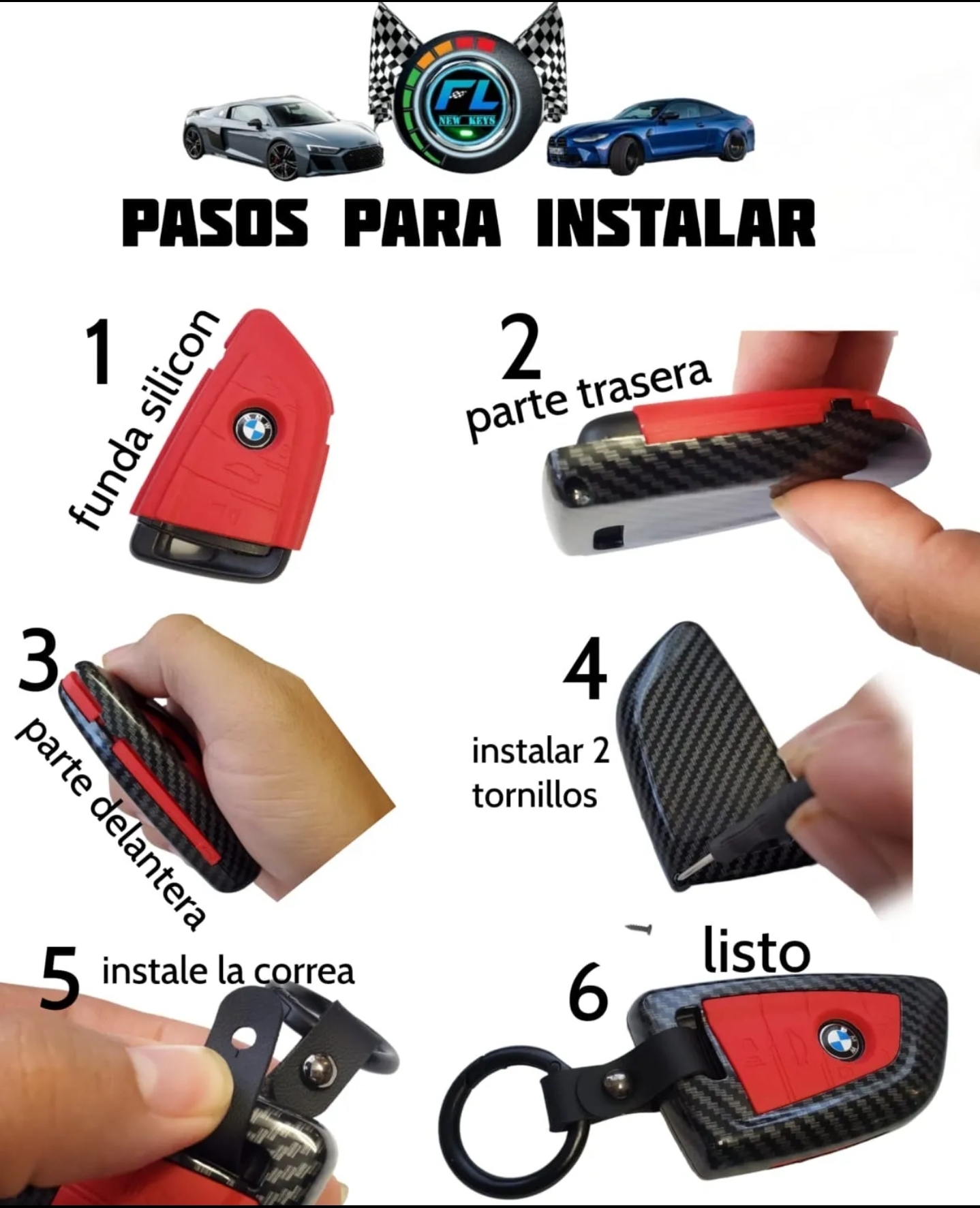 Funda Para Llave Bmw Tipo Fibra De Carbono Abs Premium