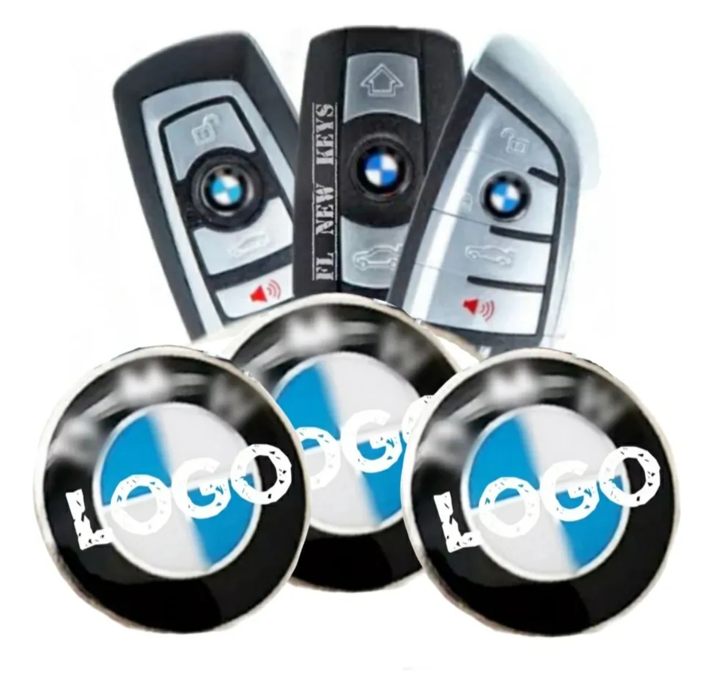 3 Emblemas Para Control De Alarma Y Llave Para Bmw 11 Mm.