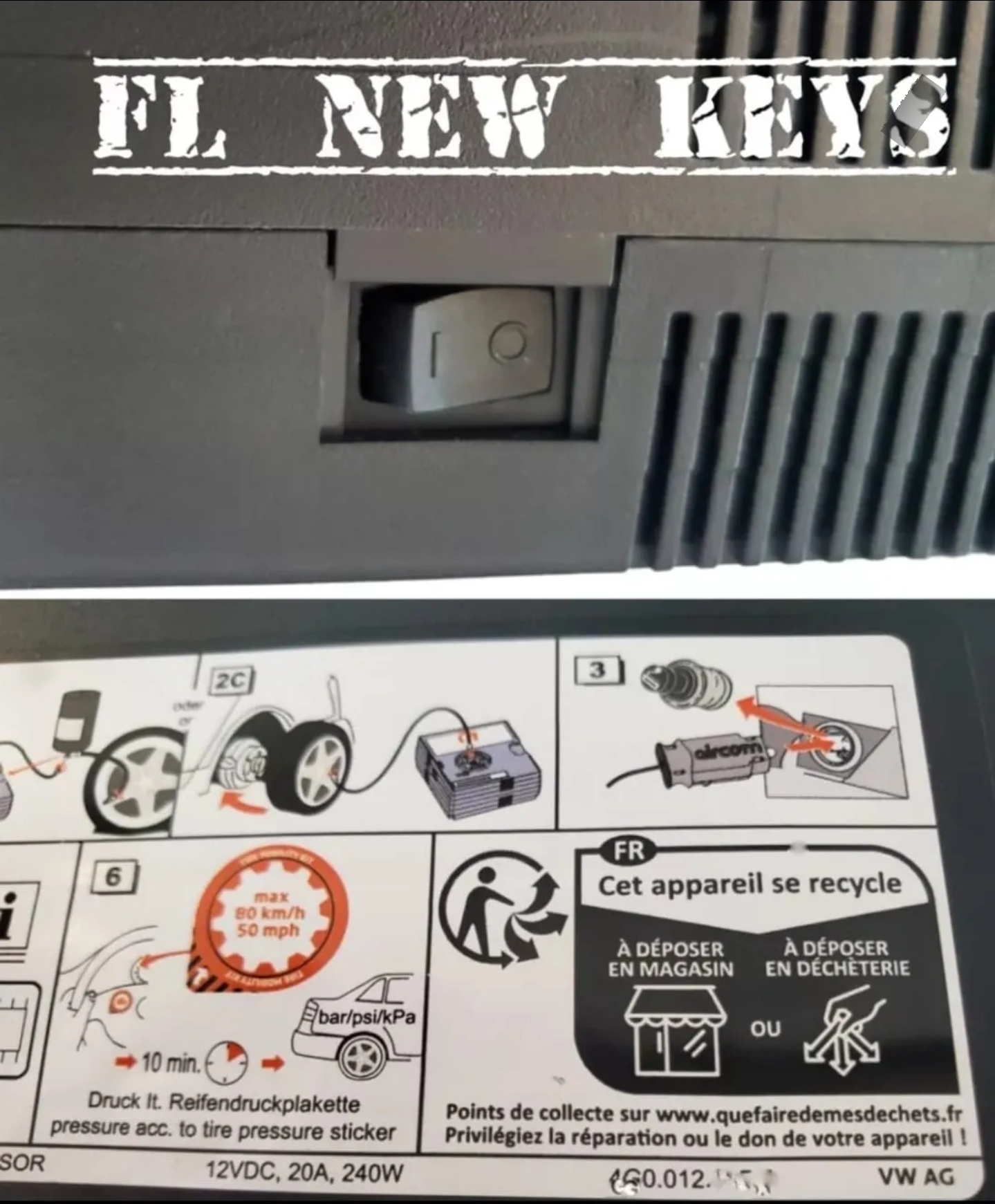 Kit Compresor Aire inflallantas Original Audi 