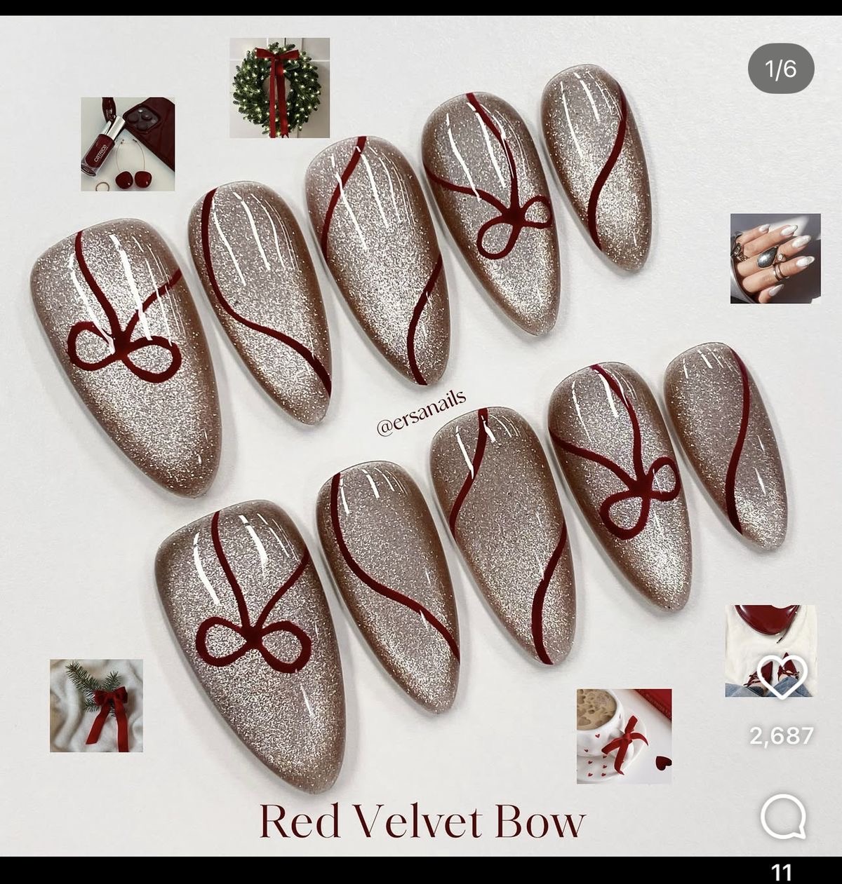 Red Glossy Bow Press-On Nails