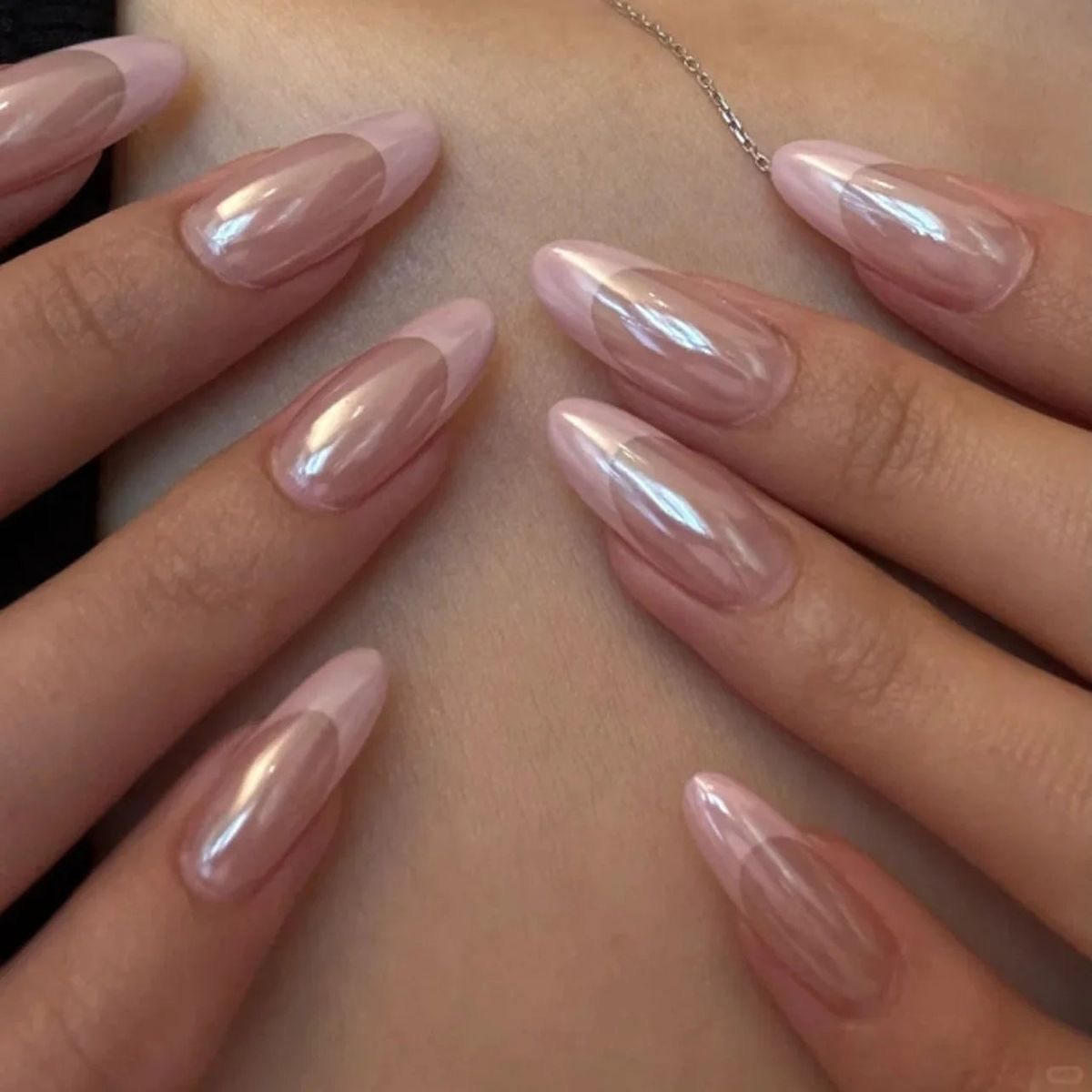Pearl Pink Gloss Acrylic Nails