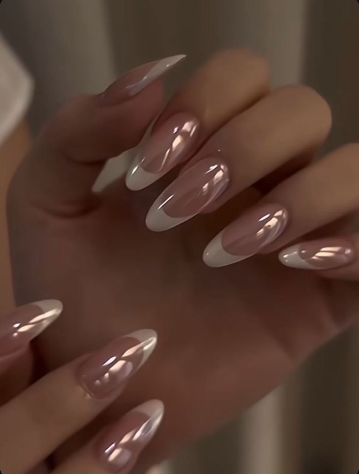 Glossy French Manicure Nails