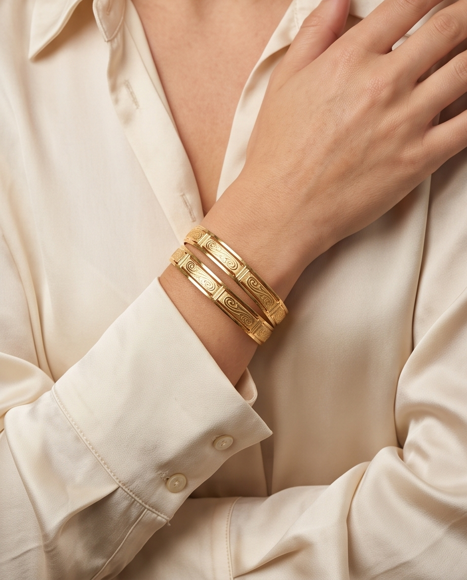 Gold-Plated Couple Bangles