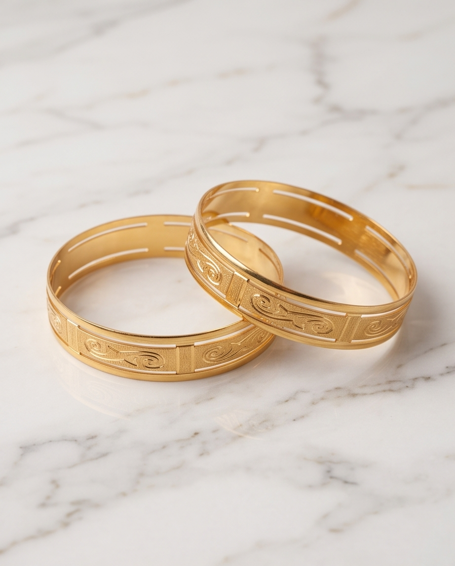 Gold-Plated Couple Bangles