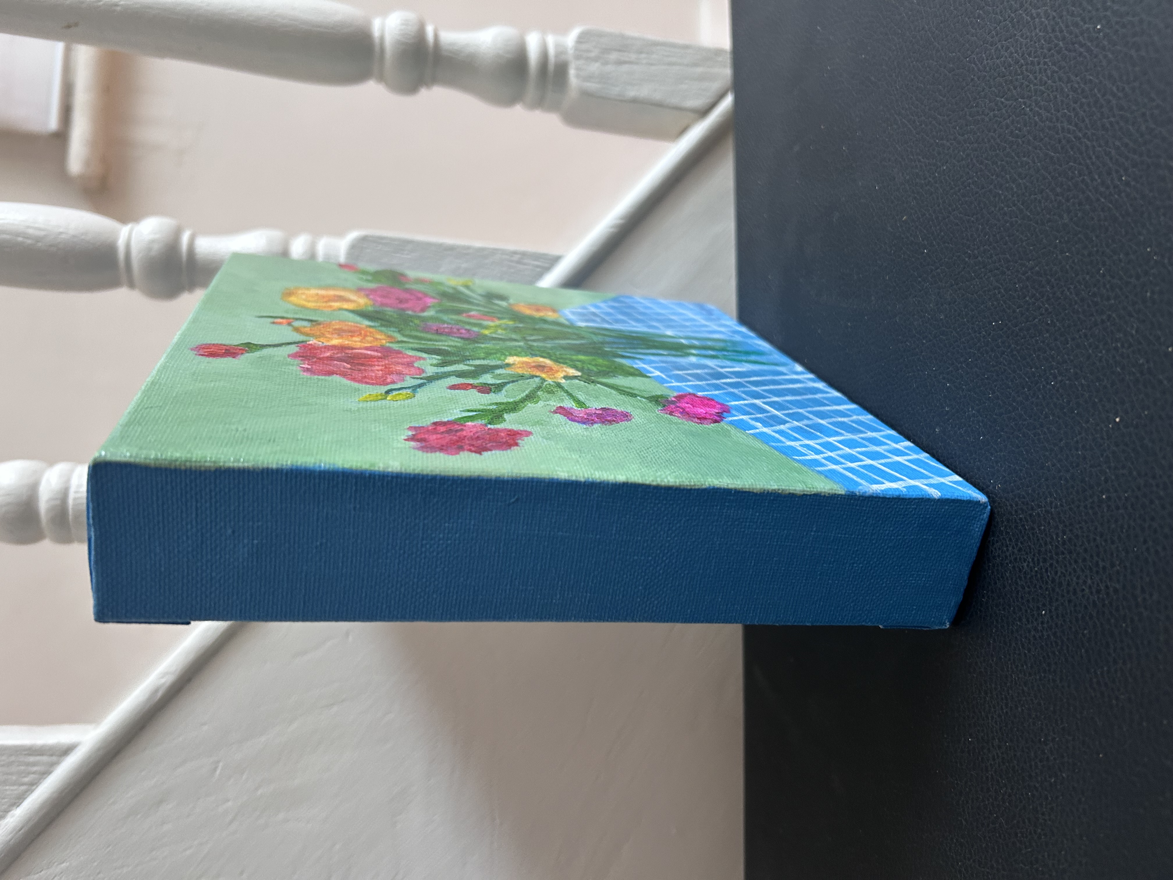 Flowers and Blue tablecloth 