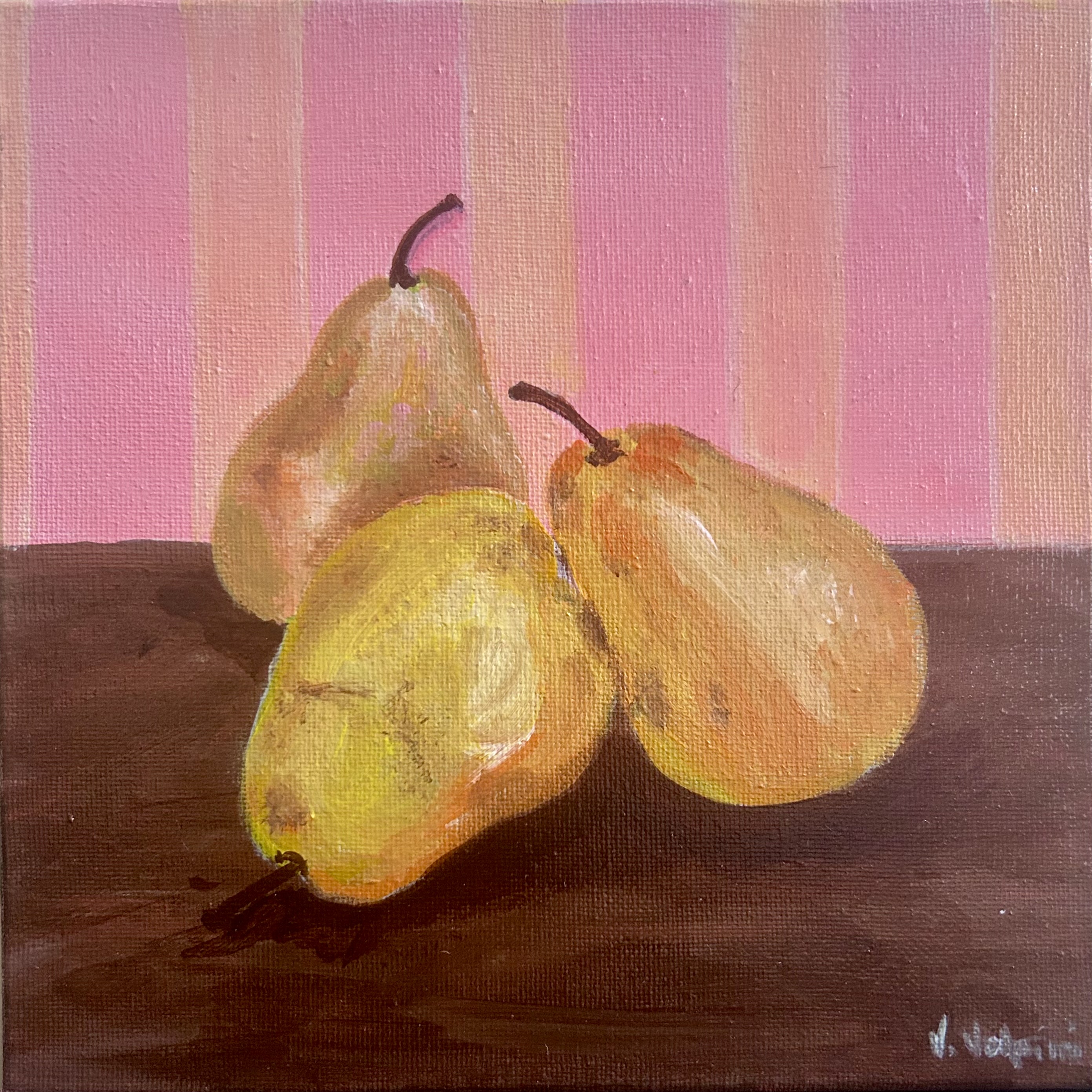SOLD - Pears and soft stripes 