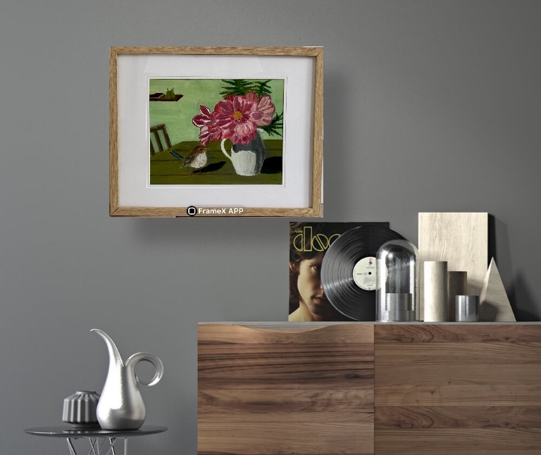 Blue fairy wren with flowers