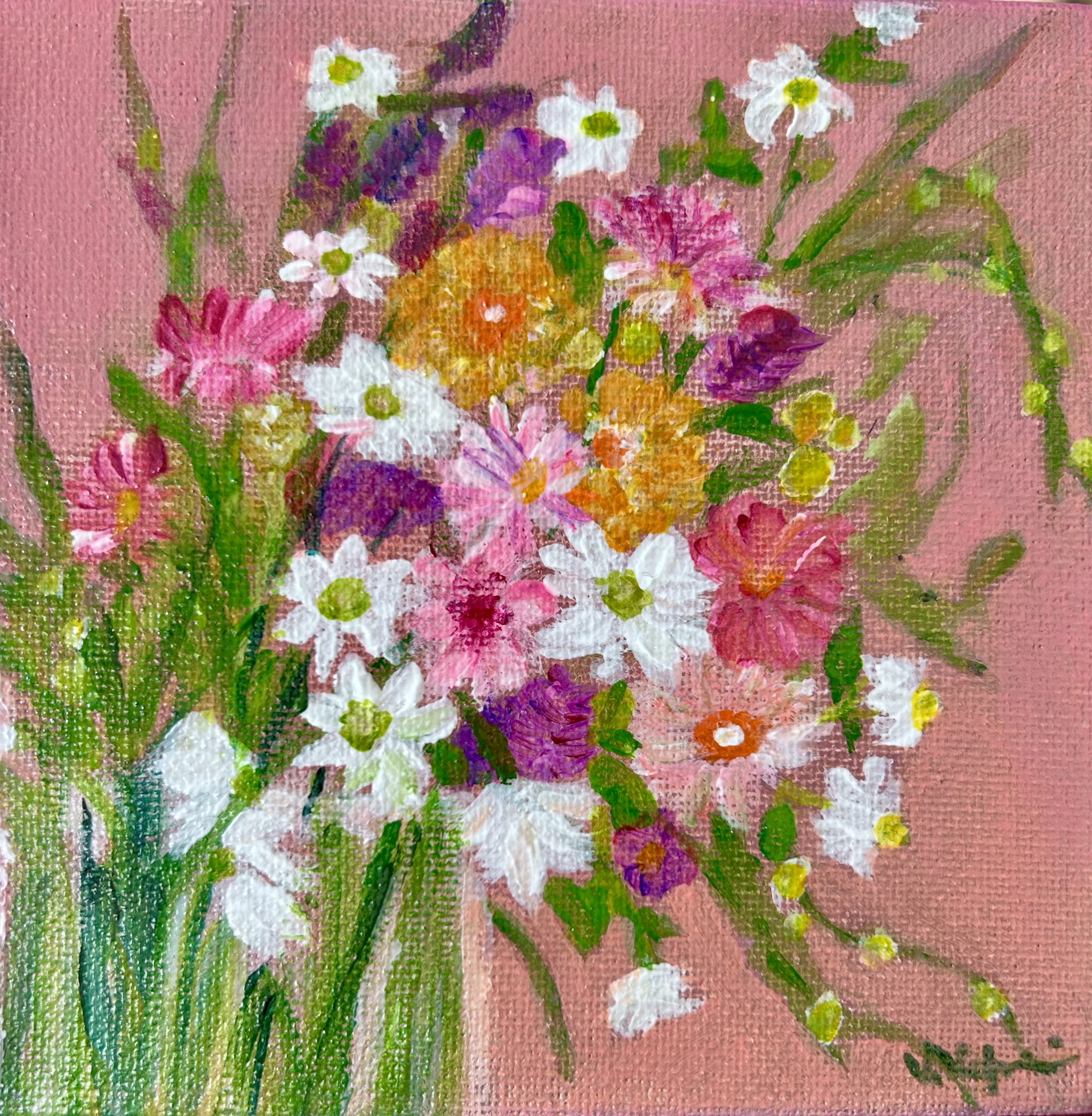 Pink Summer Blooms - framed