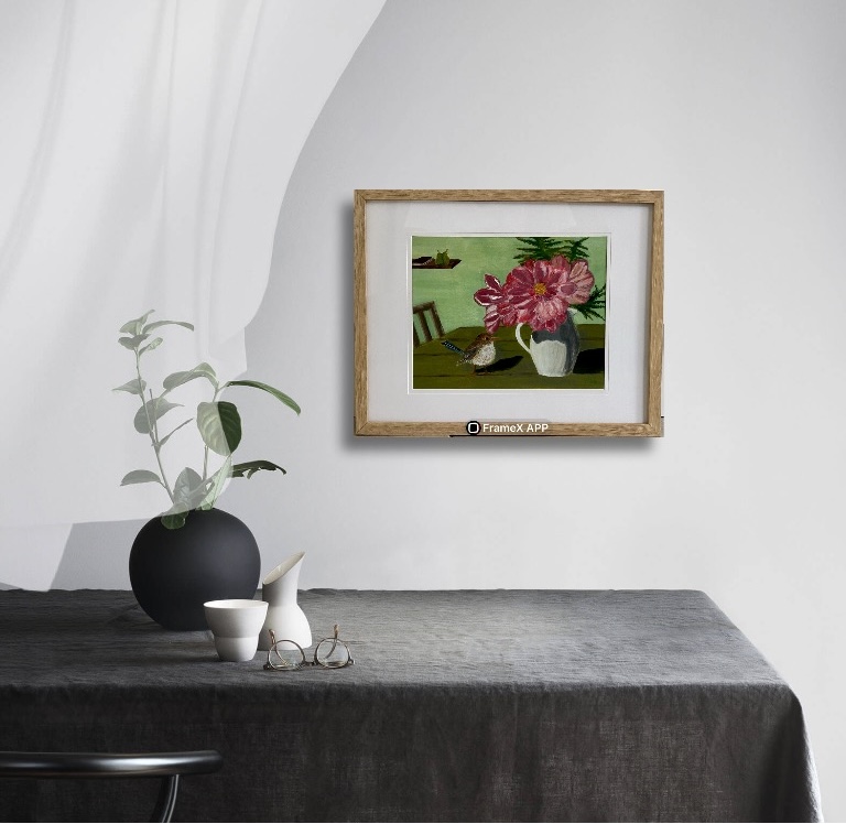 Blue fairy wren with flowers