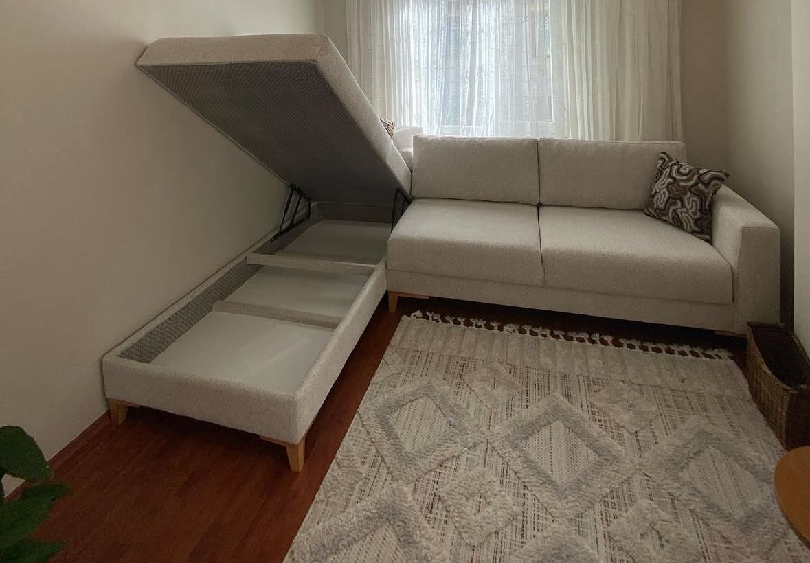 LEON yataklı ve sandıklı köşe koltuk