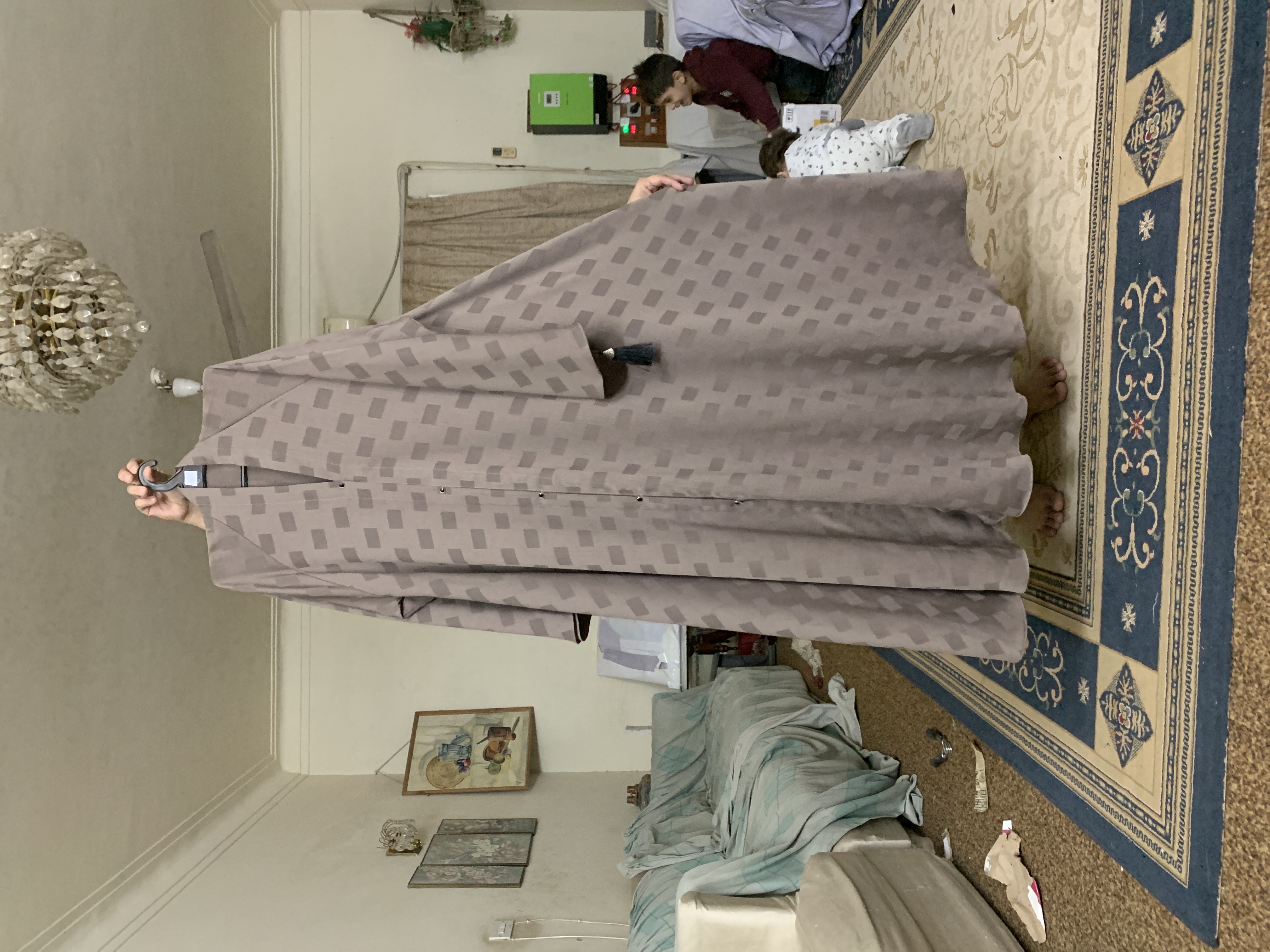 Patterned Taupe Abaya