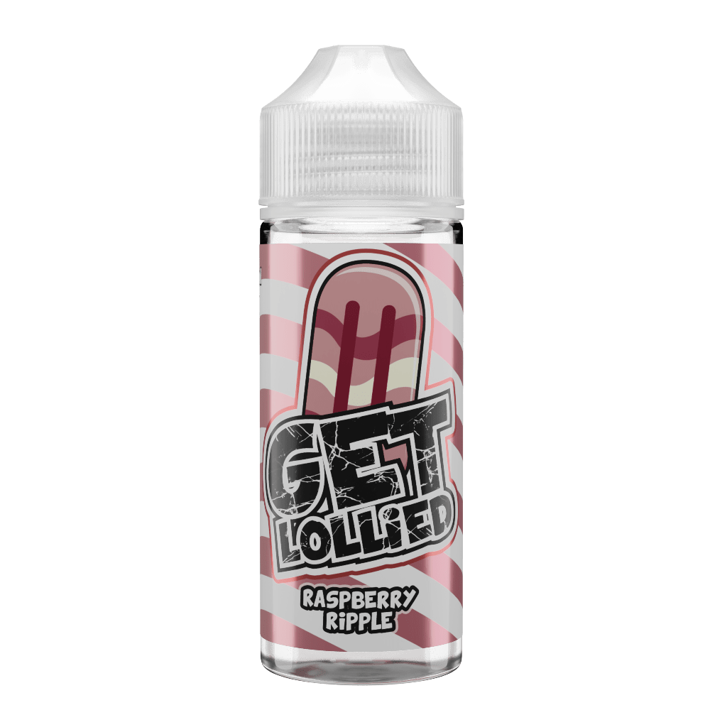 Get’s Lollied Raspberry Ripple vape juice! Indulge in the sweet, fruity flavour of ripe raspberries and creamy vanilla.