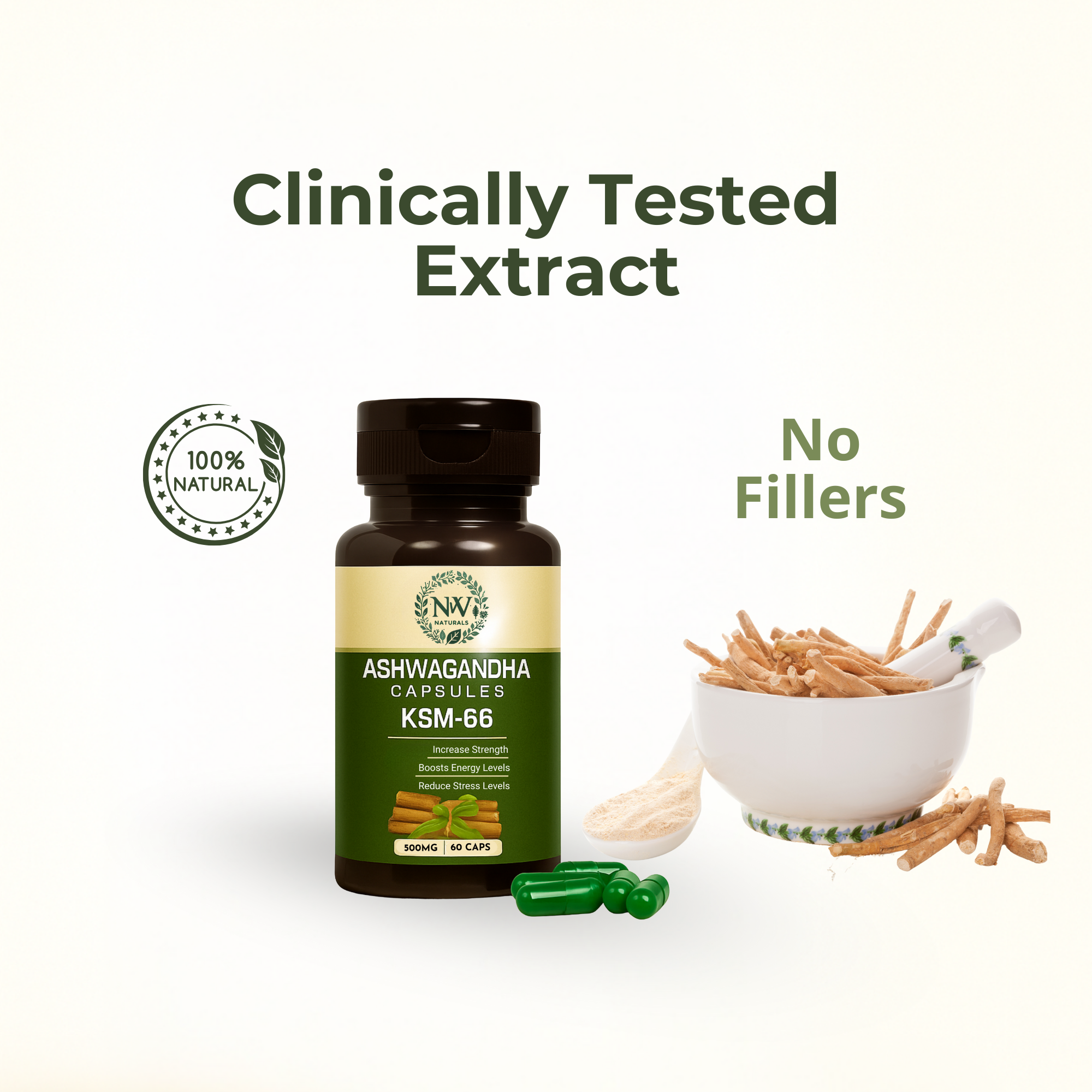 NW Naturals Ashwagandha – Powered by KSM-66 for Superior Strength, Stress Relief & Wellness