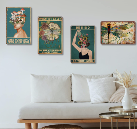 Vintage Botanical Art Wall Posters Set