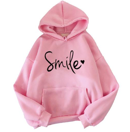 Smile Printed Pink Hoodie