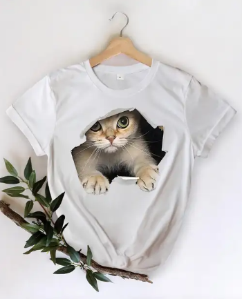 Cat Print T-Shirt