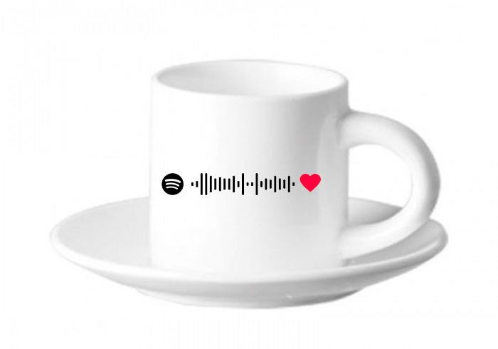 Spotify-themed coffee cup