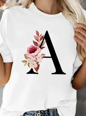 Floral Letter 'A' T-Shirt