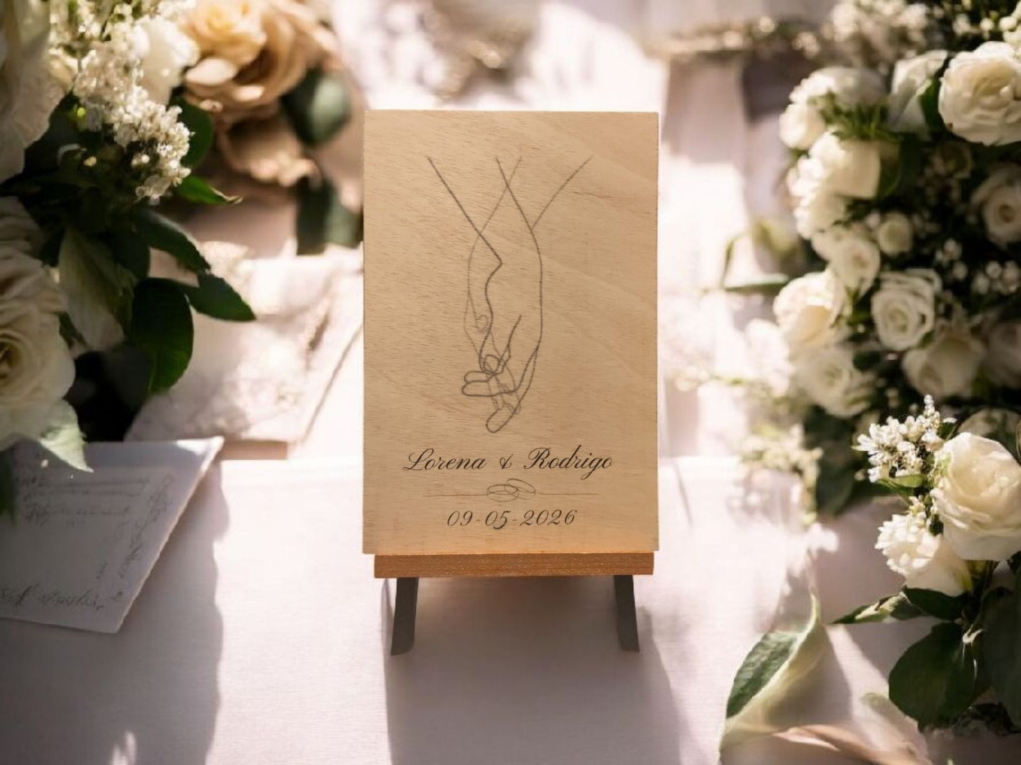 Cartel personalizado de madera para boda