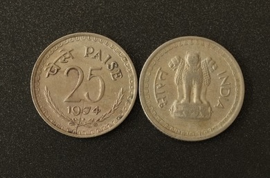 1974 Indian 25 Paise Coin