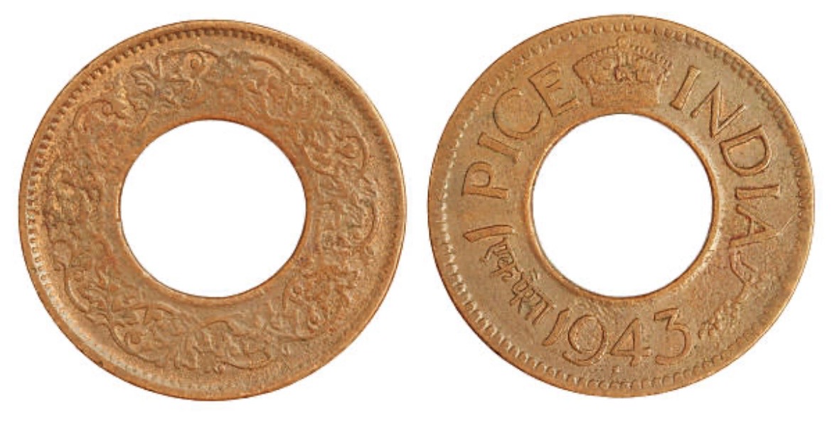 1943 British India One Pice Coin
