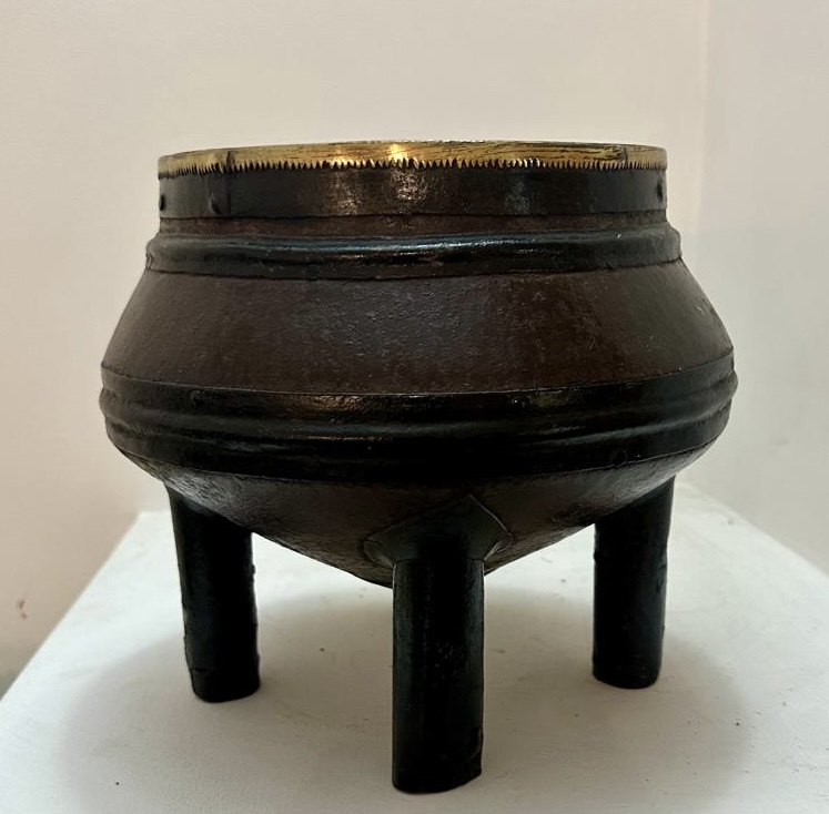 Antique Brass Three-Legged Pot