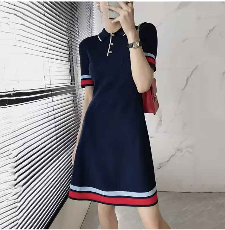 Navy Polo Knit Dress