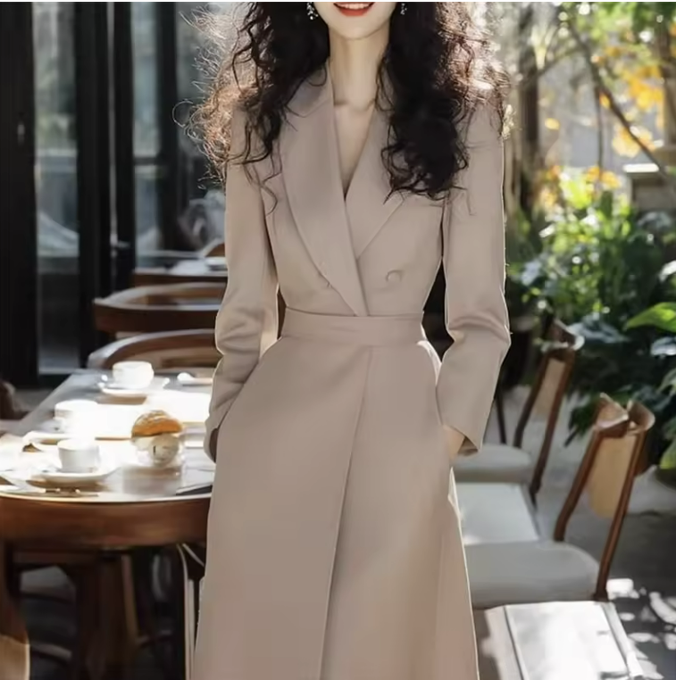 Elegant Long Beige Coat