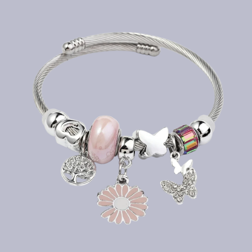 Bracelet à breloques argenté