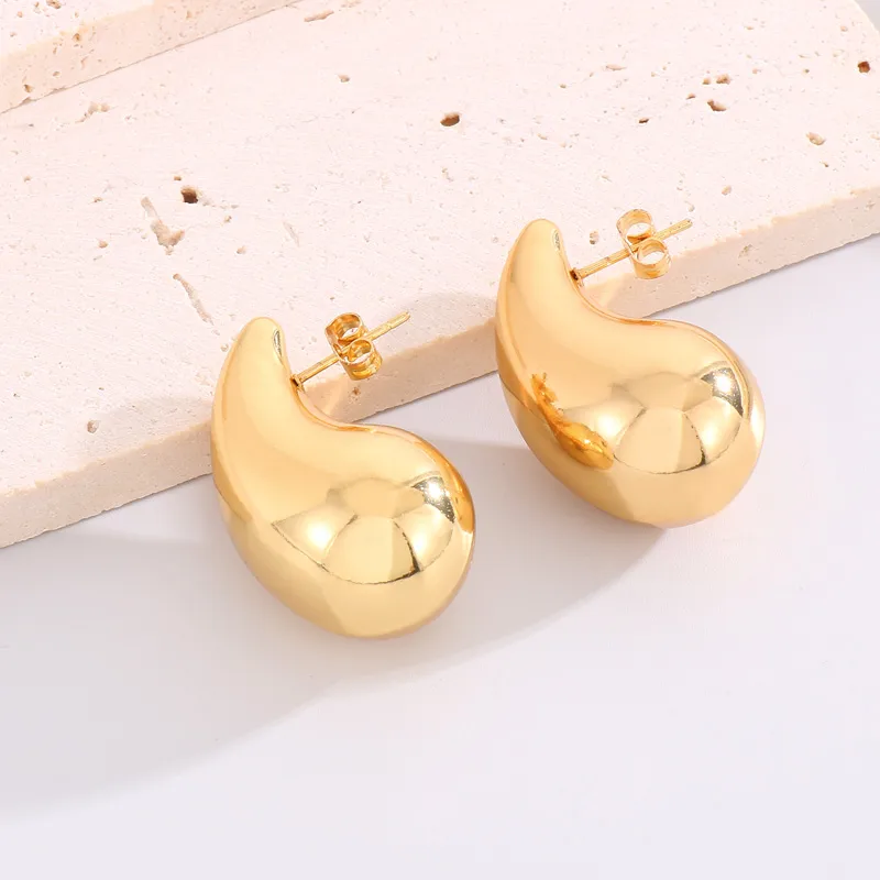 Boucles d'oreilles et collier  goutte digitales métal doré  